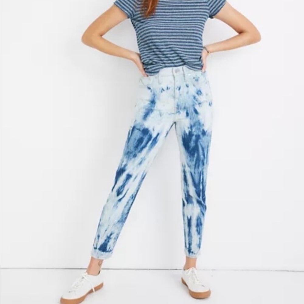 Madewell Blue and White Tie-Dye Ankle Jeans